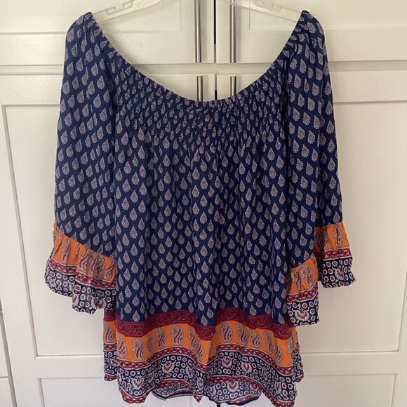 Beachlunchlounge Smocked Peasant Top Blouse Sz 3X Boho - Picture 1 of 7